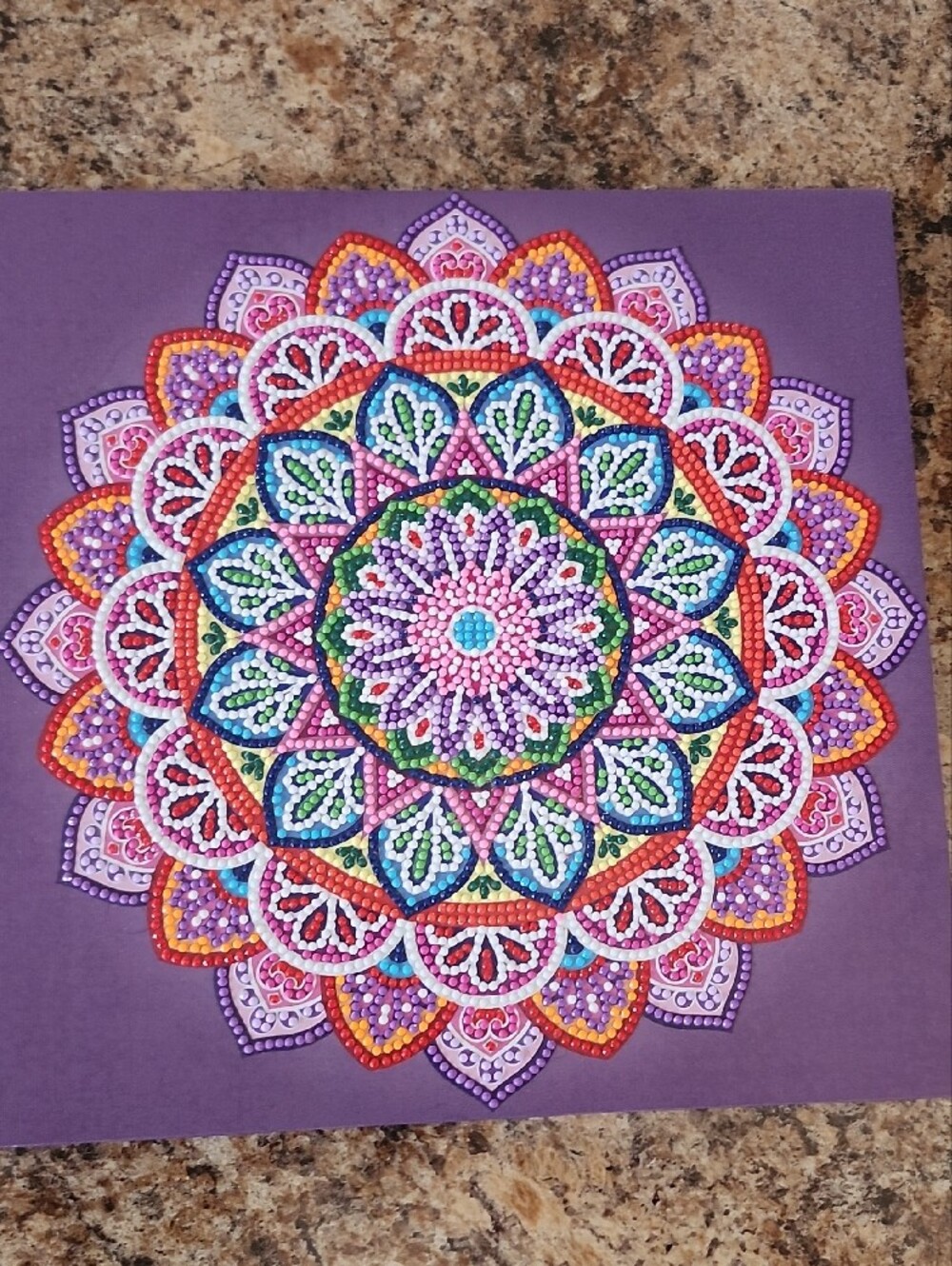 Diamond Painting finished. Purple Mandala Canvas Wall Art - Picture 6 of 7